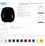 Port & Company® Tall Essential Fleece Crewneck Sweatshirt BL1303 View 2